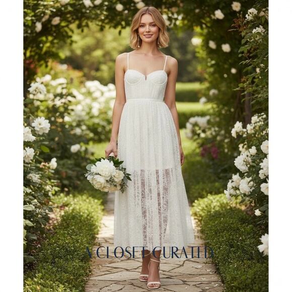 BHLDN Sau Lee Selena Lace Midi Dress White NWT Size 4